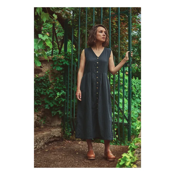 Poudre Organic Robe Pâquerette Double Gaze de Coton - Collection Femme | Noir