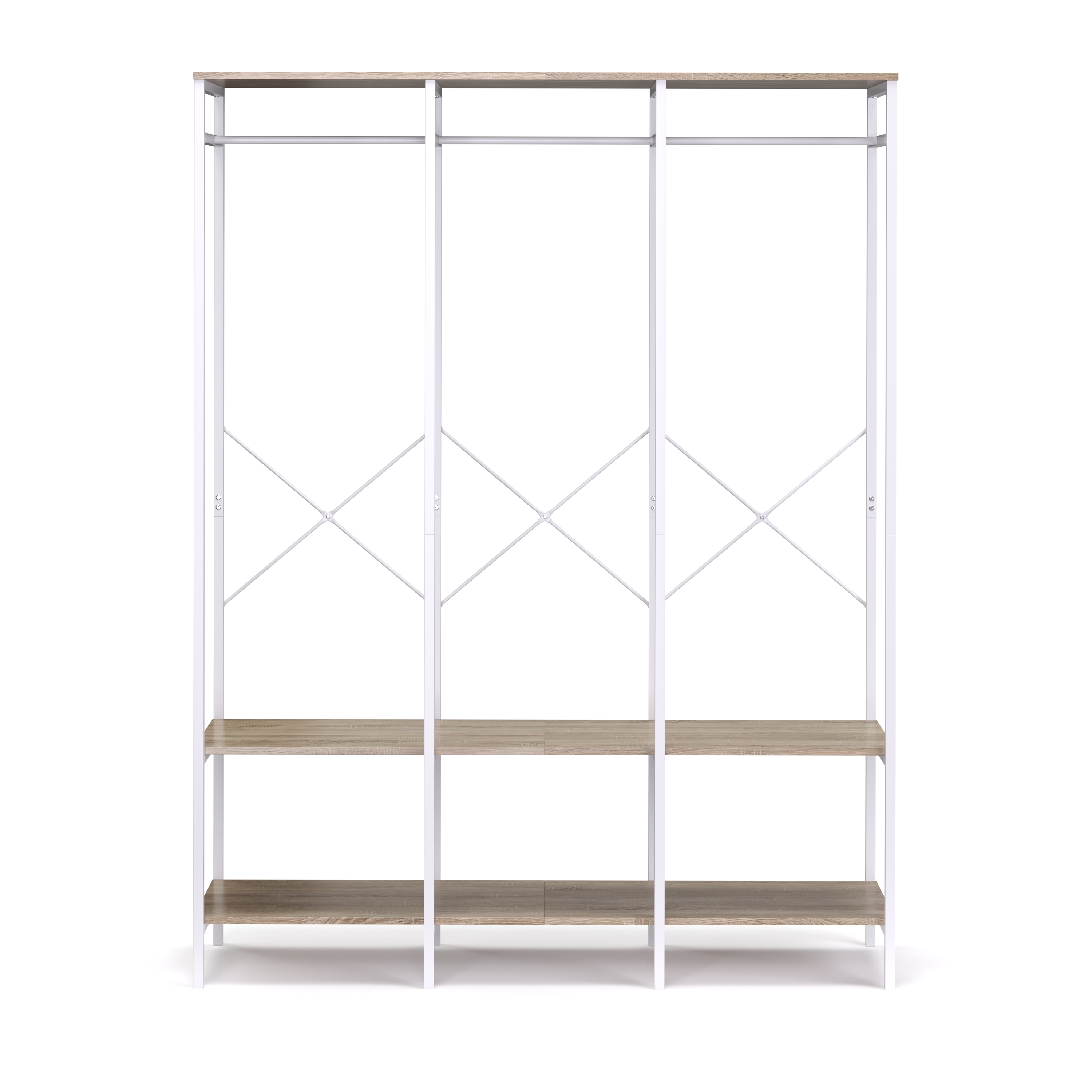 Garderobe Kleiderständer 141 x 180 cm weiss/braun