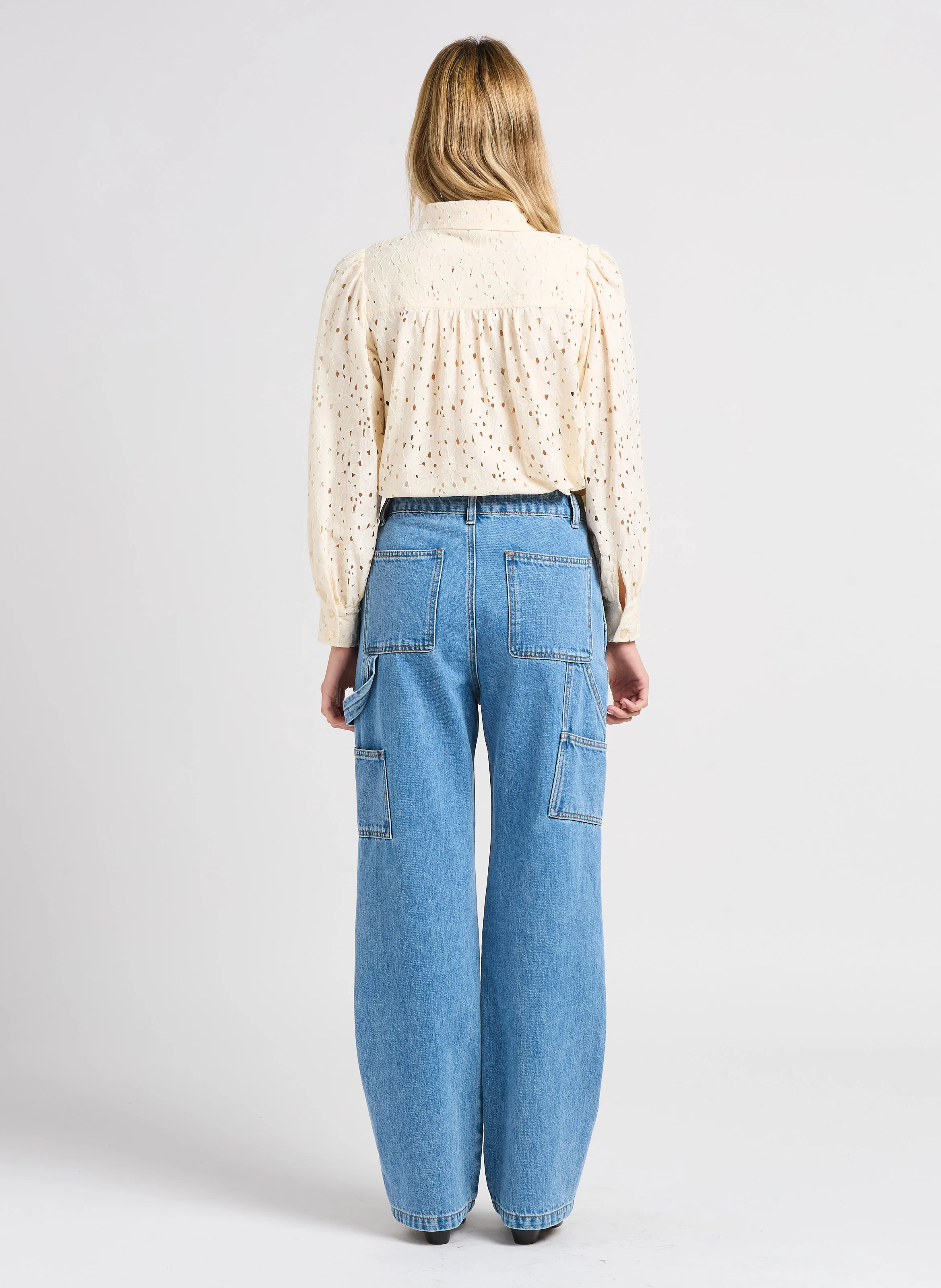 LOVELY - Chemise droite ajourée| Blanc