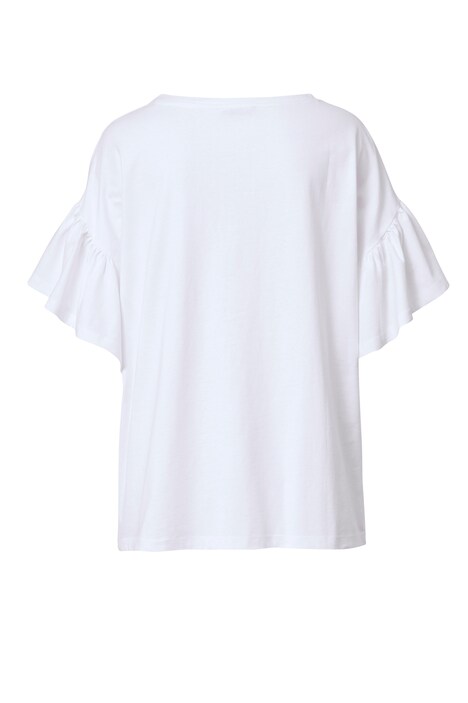 T-Shirt, oversized, Schriftzug, Rüschen-Halbarm