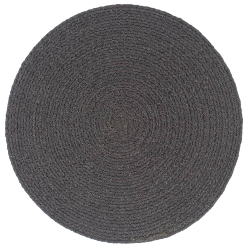 vidaXL Tafelmatten, 6 stuks, effen, donkergrijs, 38 cm, rond