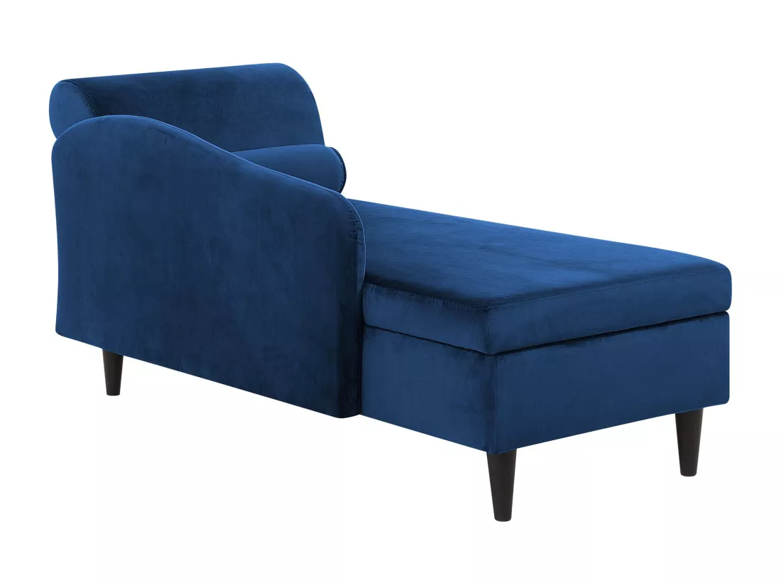 Chaise longue côté droit en velours bleu LUIRO