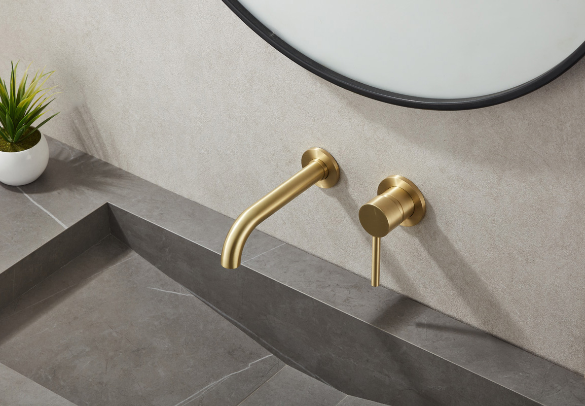 Saniclear Brass inbouw wastafelkraan geborsteld messing / mat goud
