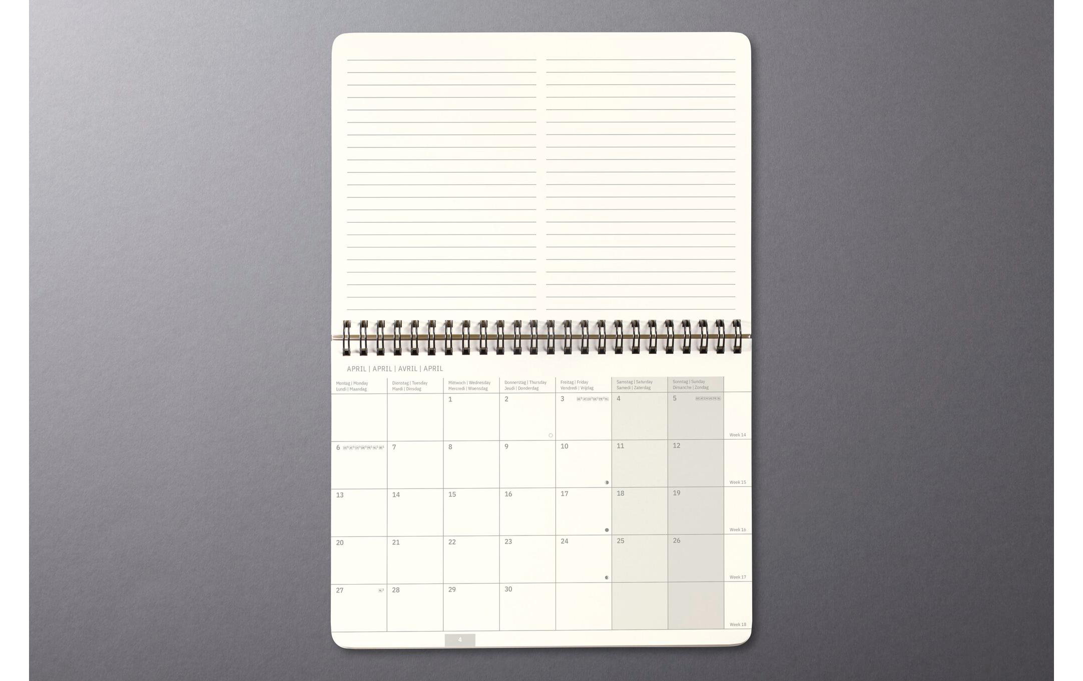 Tisch-Querkalender Conceptum 21.3 x 22cm, 2026, SchwarzMonatskalender mit Spiralbindung