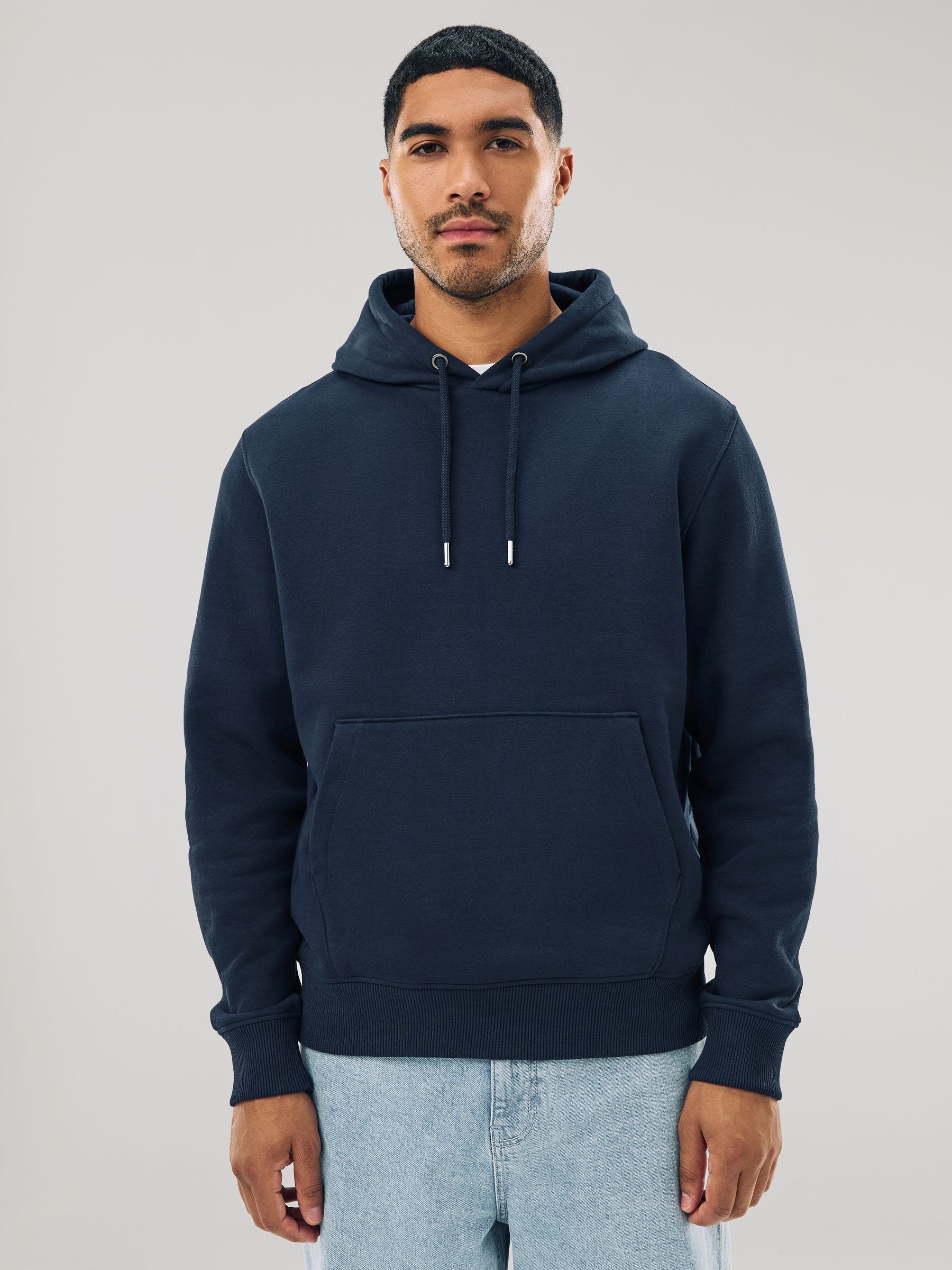 Donkerblauw - Normale Pasvorm - Zwaargewicht Cotton Rich Jersey Hoodie
