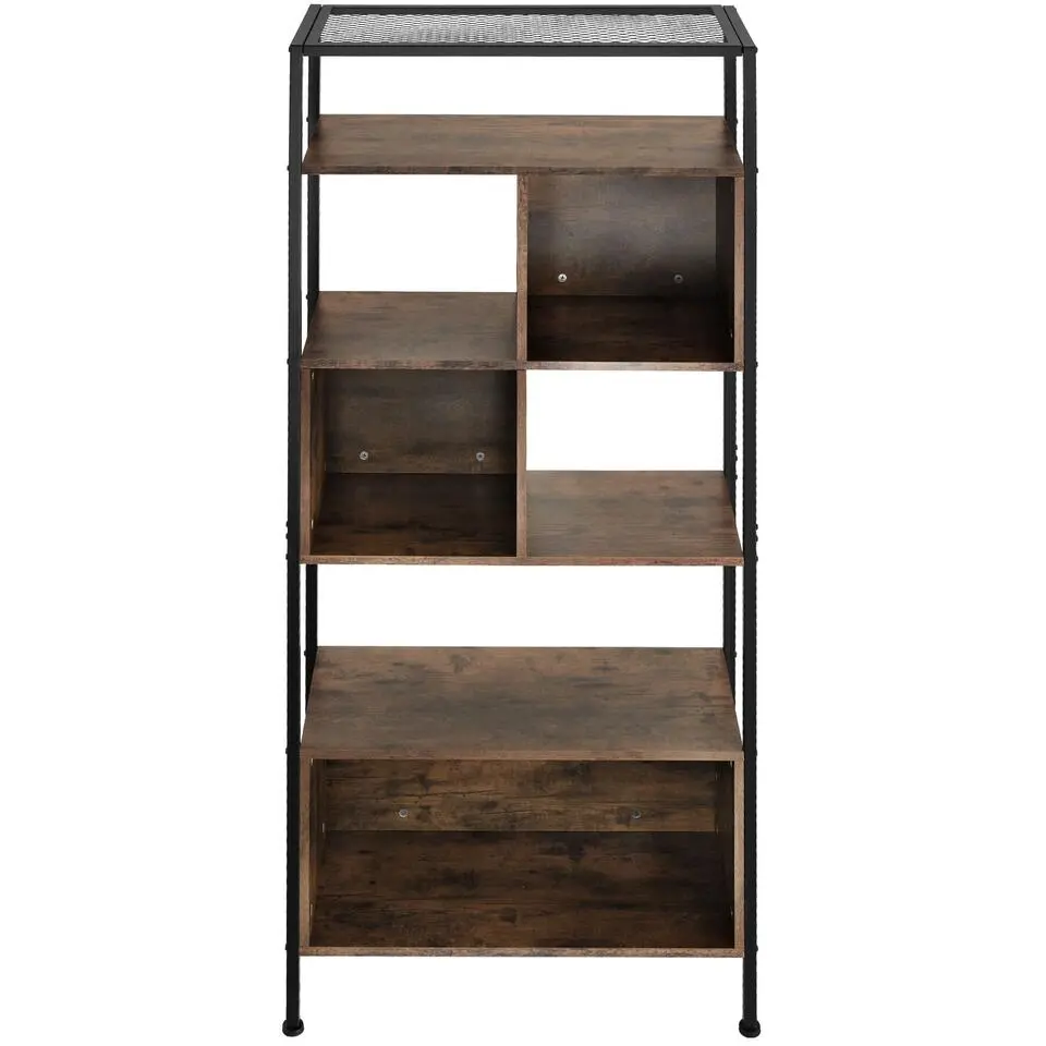 tectake Wandkast Hastings 75x31x170,5cm, Industrieel Hout Donker, Rustiek