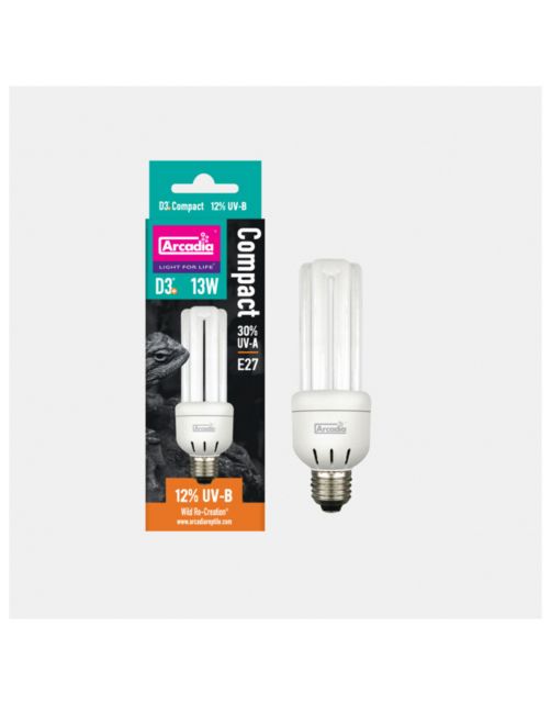 Arcadia D3+ Compact Lamp Mini 12% Uvb - Verwarming - 13 Watt