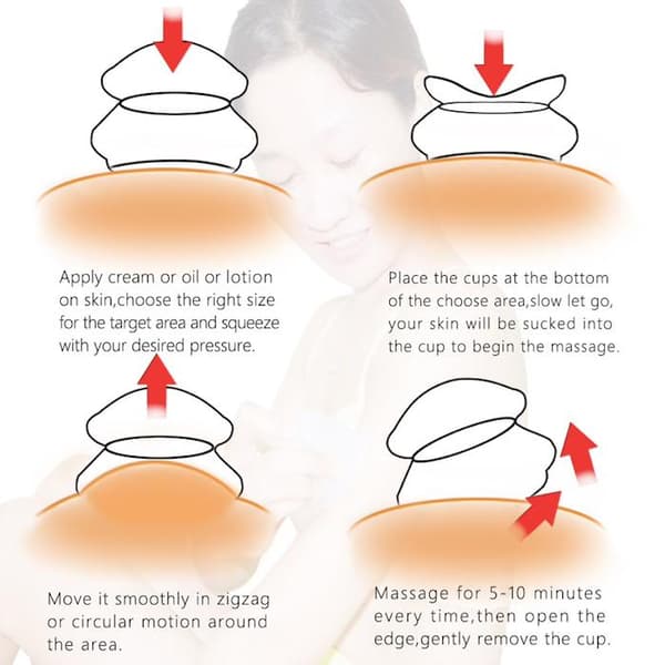 Cupping for helkroppsmassasje - 4-pakning - XS-L
