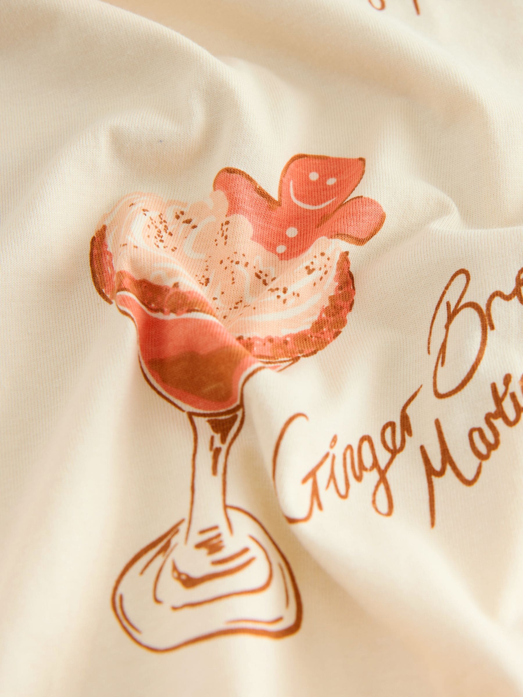 Ecru peperkoek - Pyjama met knopen en jerseystof