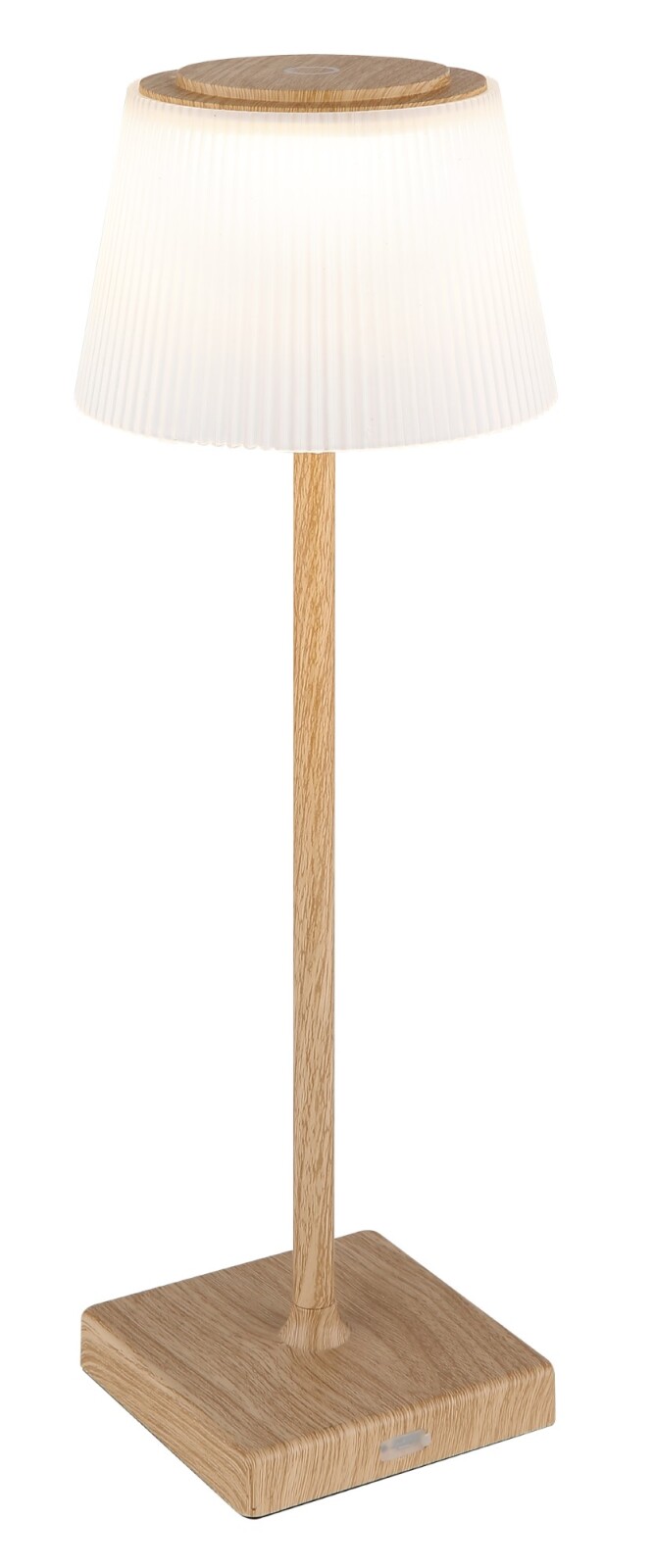 Tischleuchte - Holzoptik - weiß satiniert - 38 cm