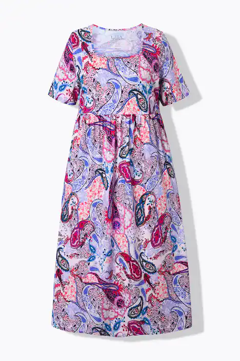 Maxikleid, A-Linie, Carree-Ausschnitt, Halbarm, Taschen, mittelblau