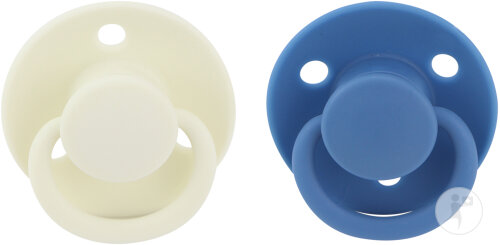 Nûby Sucette Ronde Cerise Avec Boutons Sur La Téterelle 6+ Mois Blanc/Bleu 2 Pièces