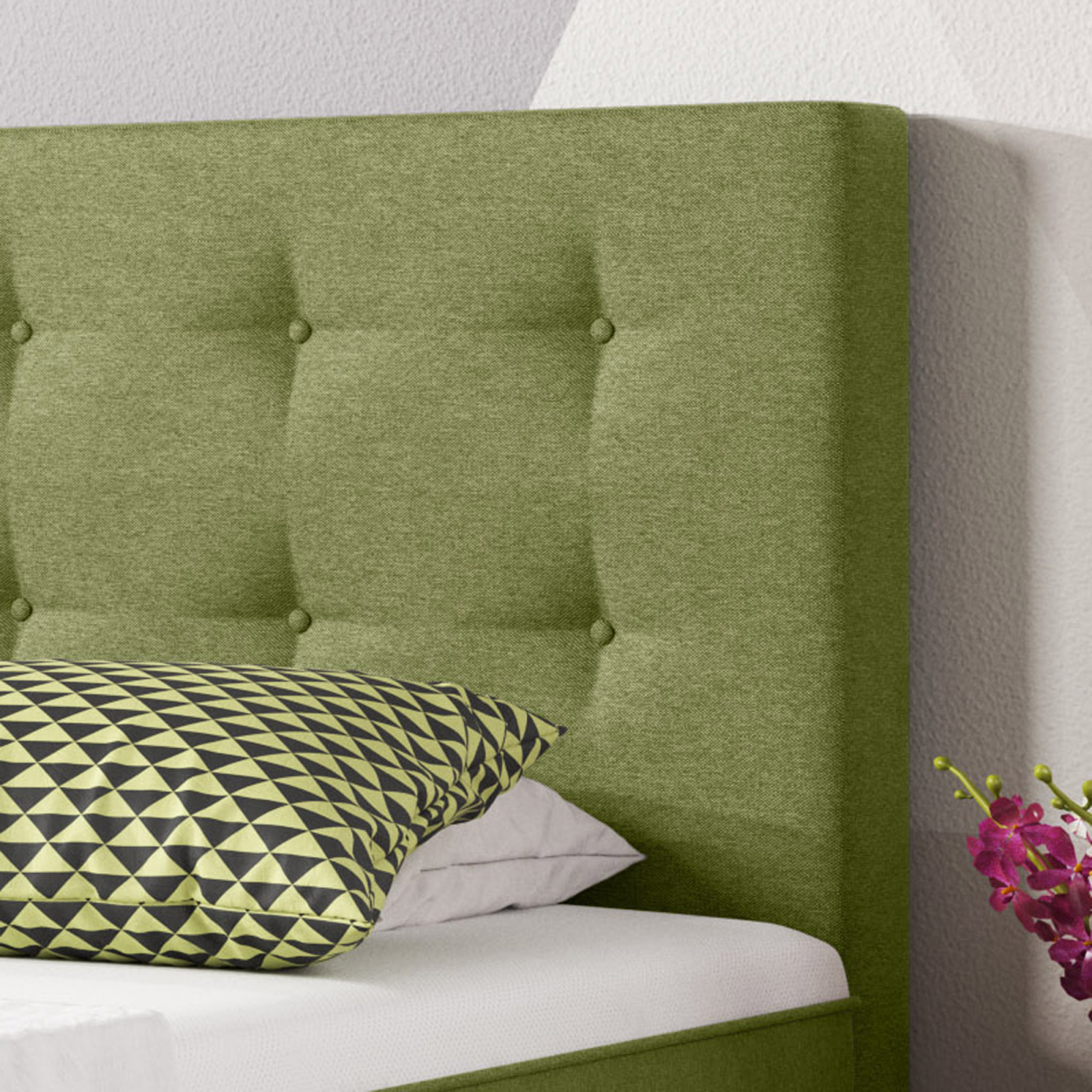 Boxspringbett - grün - H3 - 90x200 cm