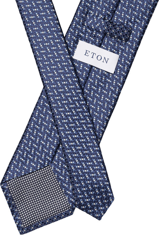 ETON Dark Blue Geometric Woven Silk Tie Blå