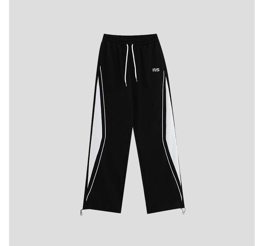 INStudio - Hoge taille, trekkoord, contrasterende rand, losse, rechte broek