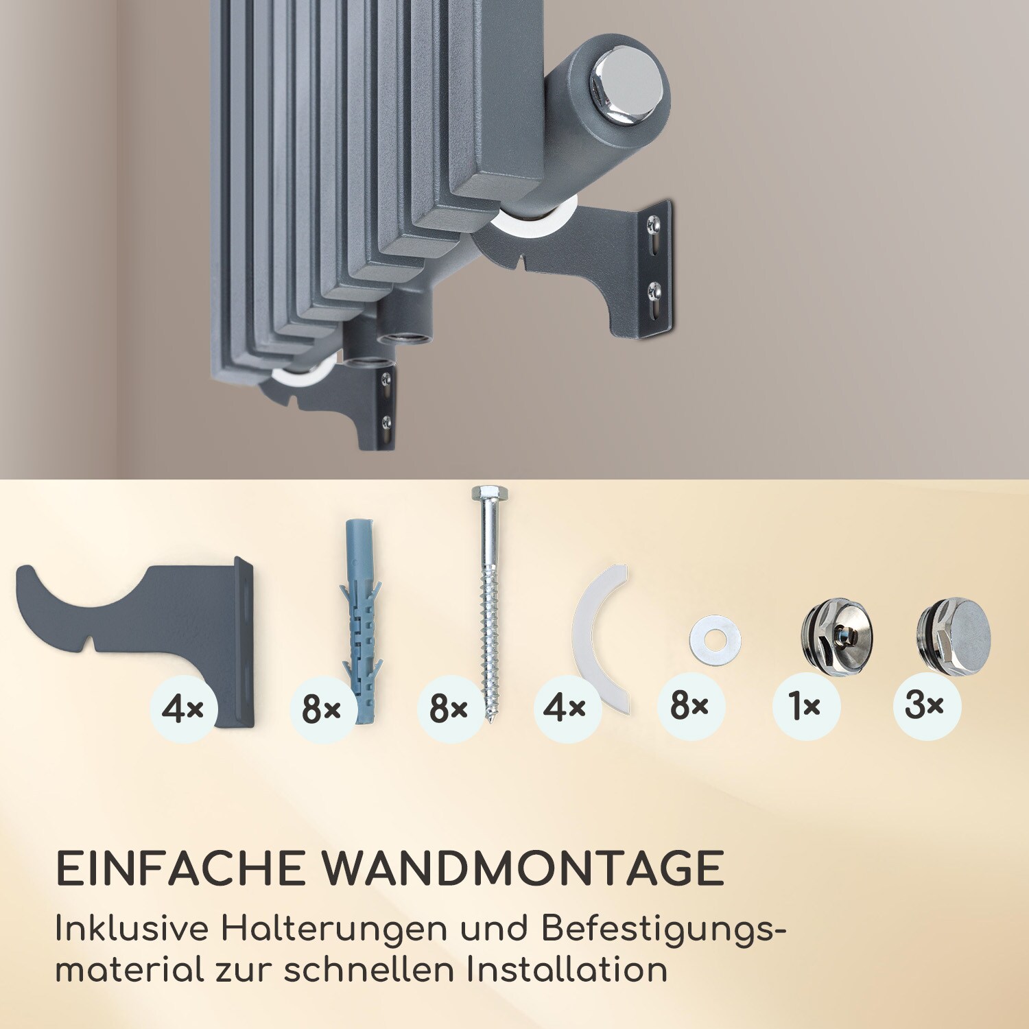 Delgado 160 x 45 Heizkörper 822W Warmwasser 1/2