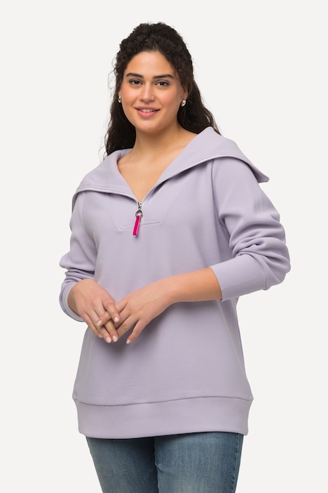 Troyer, Querrippen, Stehkragen, Zipper, Langarm