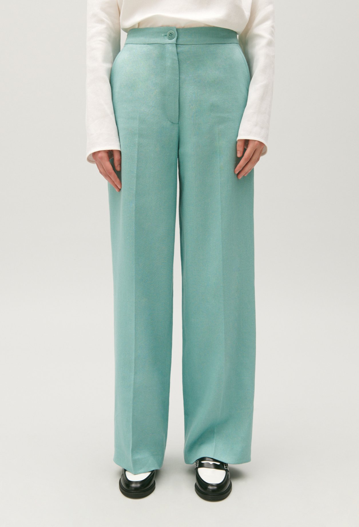Pantalon de tailleur lin melange