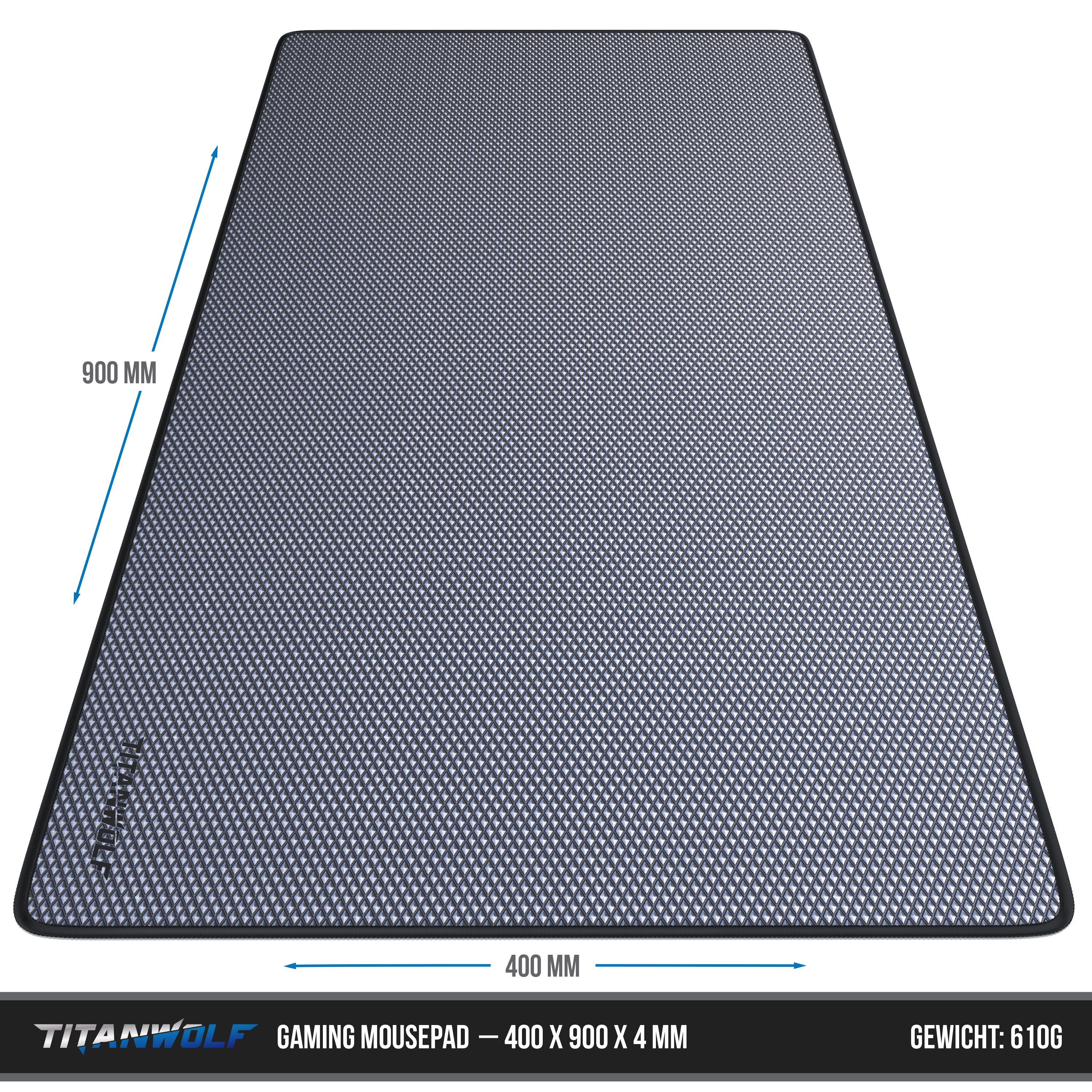 Titanwolf Gaming Mauspad XXL, glattes Stoffgewebe, Speed Mousepad 900 x 400mm große Fläche, Diamantmotiv