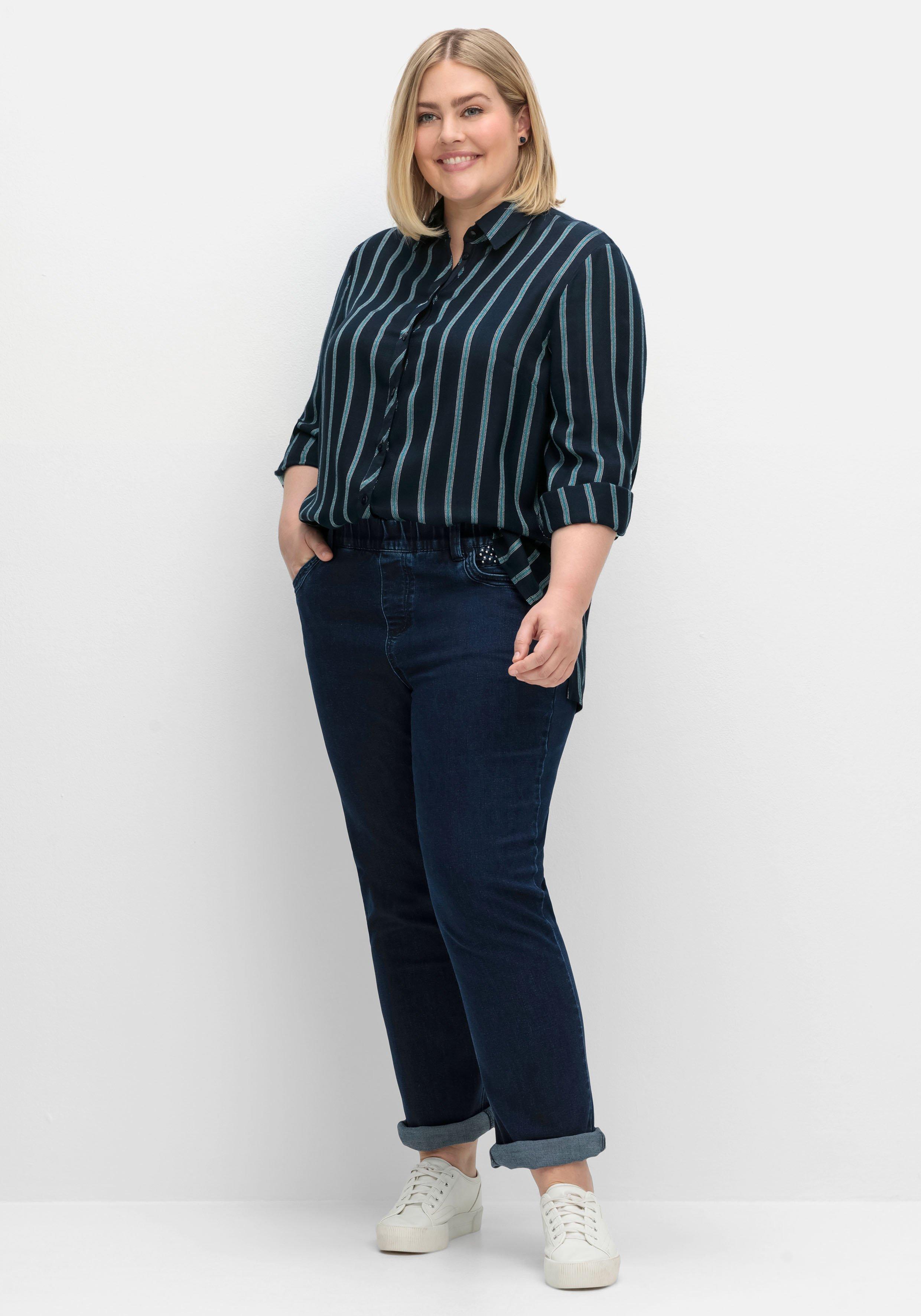 Gerade Jeans mit Gummibund und Shaping-Einsatz