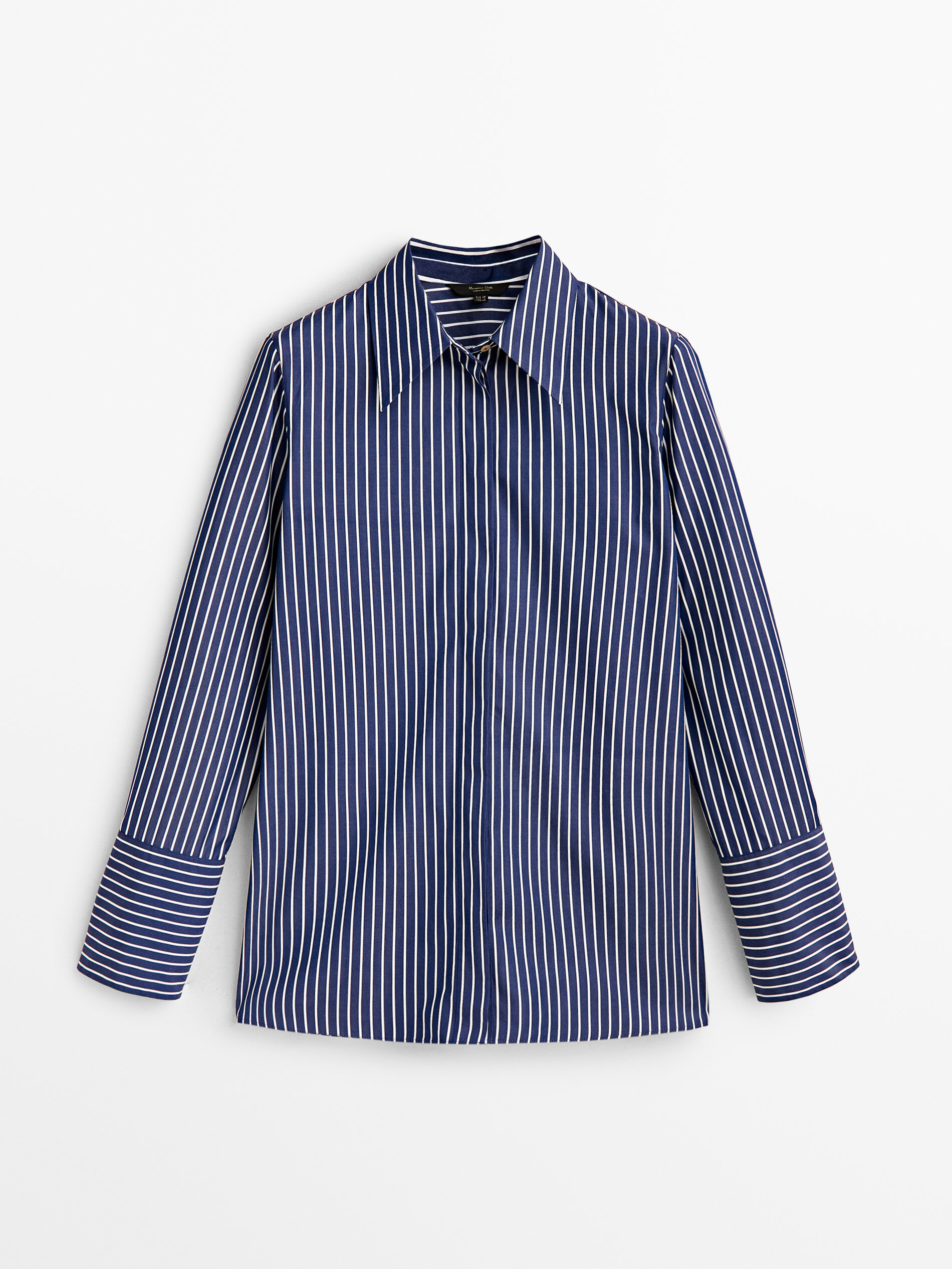 Camisa listrada de algodão popeline - AZUL MARINHO