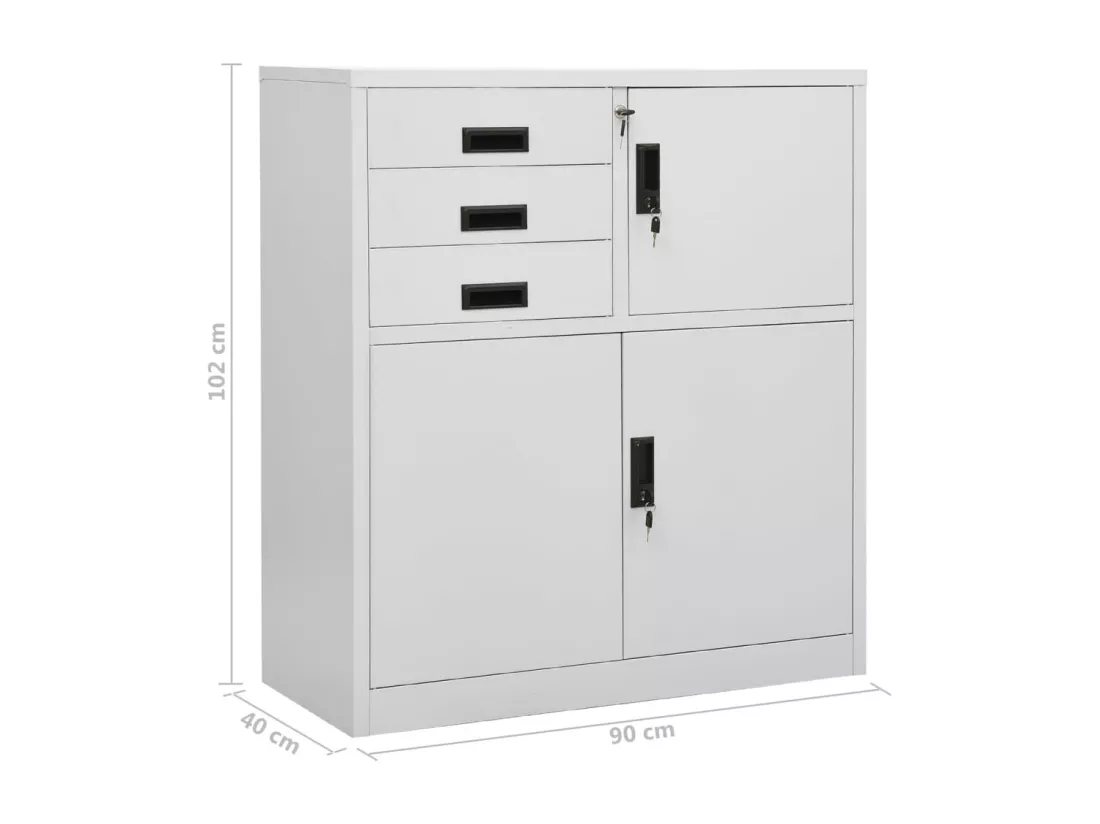 Armoire de bureau Gris clair 90x40x102 cm Acier