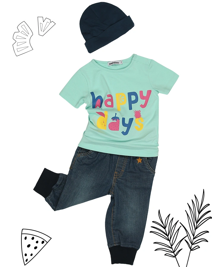 T-Shirt HAPPY DAYS in mint/bunt
