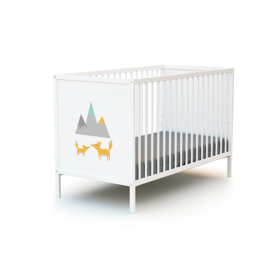 WEBABY Babybett Renard Fuchs mit Panelen weiß 60 x 120 cm