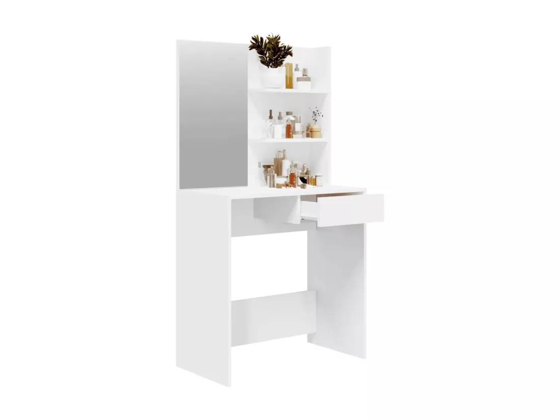 Coiffeuse avec miroir blanc 74,5x40x141 cm