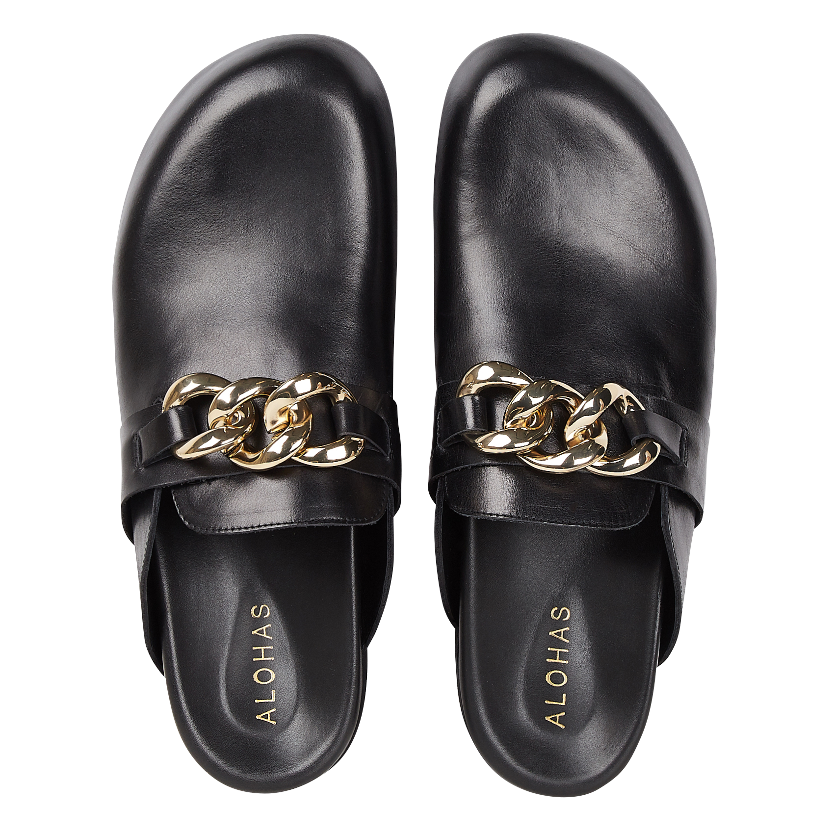 FIREPLACE CHAIN - Sabots en cuir| Noir