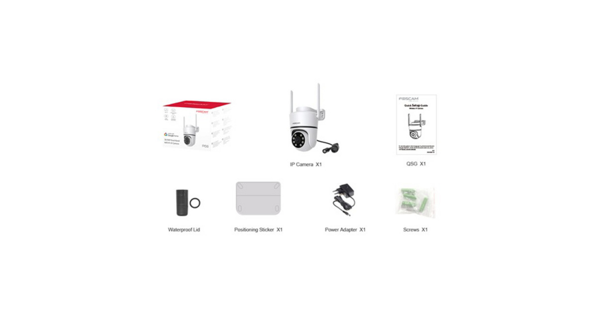 FoscamPD5, 3K/5MP Dual-band WiFi PT beveiligingscamera  (Wit, Kleurennachtzicht)
