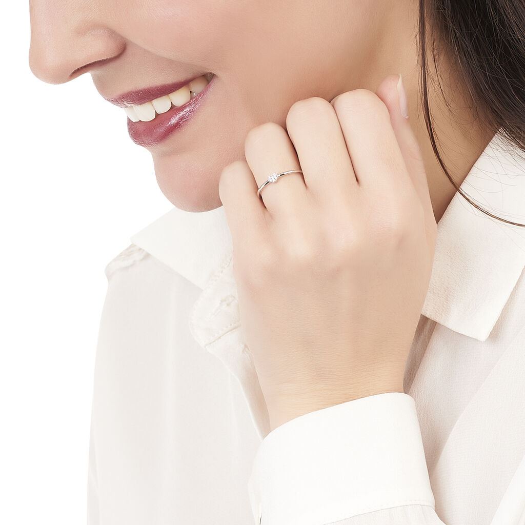 Bague Accumulation Coeur Argent Blanc Oxyde De Zirconium