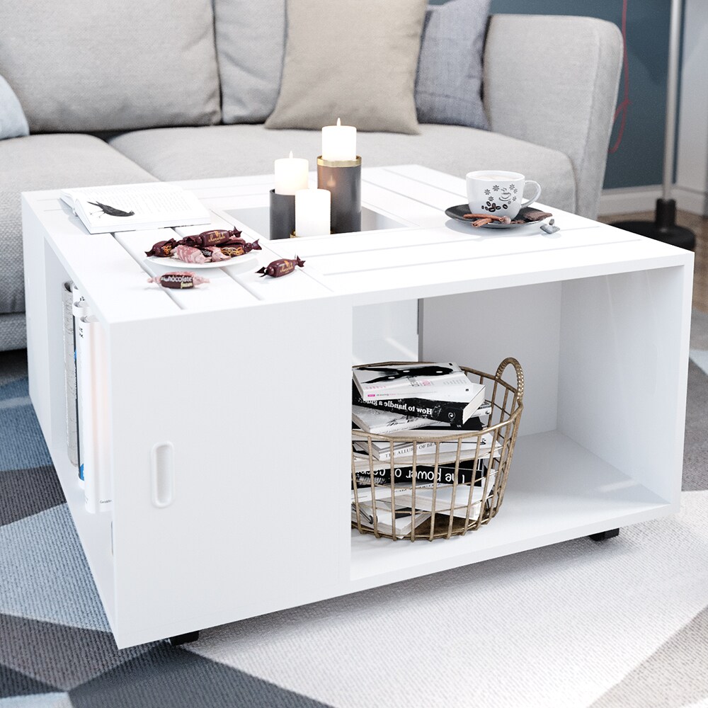 VICCO Couchtisch ANTON Weiß Weinkiste Obstkiste Sofatisch Kaffeetisch Beistelltisch