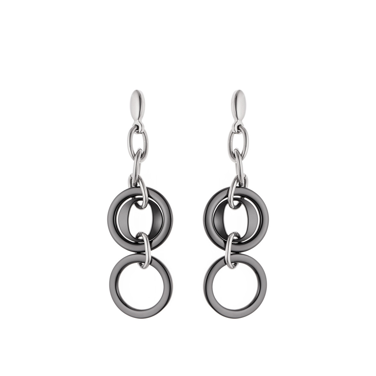 STELLA - Boucles d'Oreilles Pendantes - Motif Cerle - Céramique noire