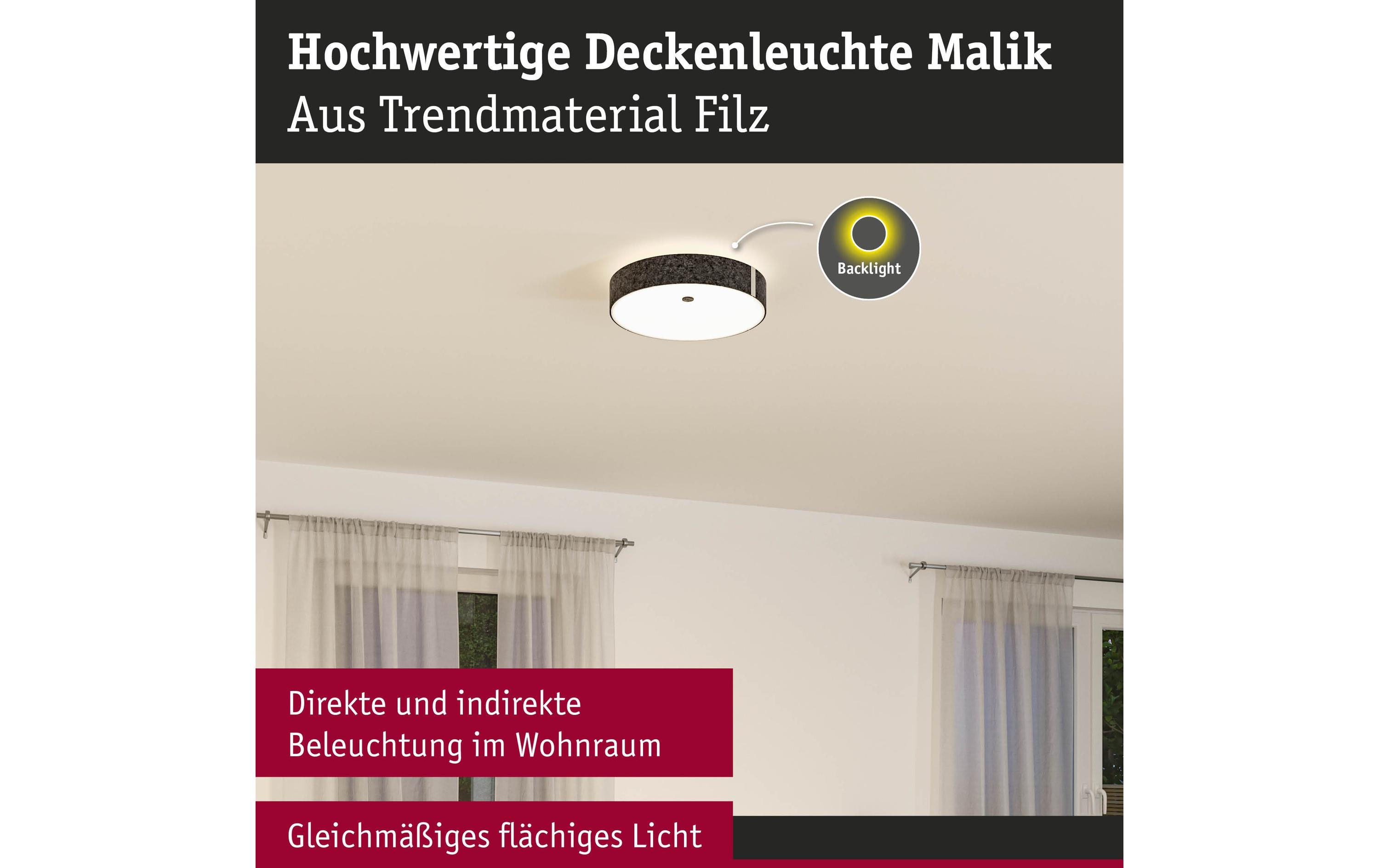 LED Deckenleuchte Malika 2700K 29W Anthrazit<br>Deckenleuchte