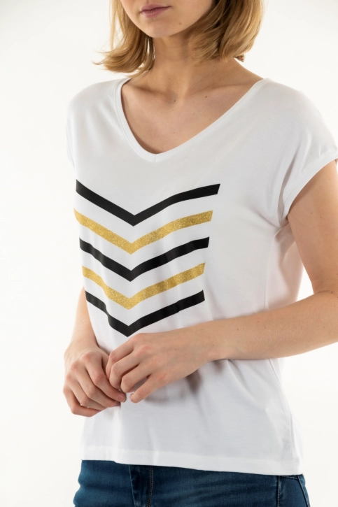 Tee shirt hbt justine 10ng blanc/noir gold