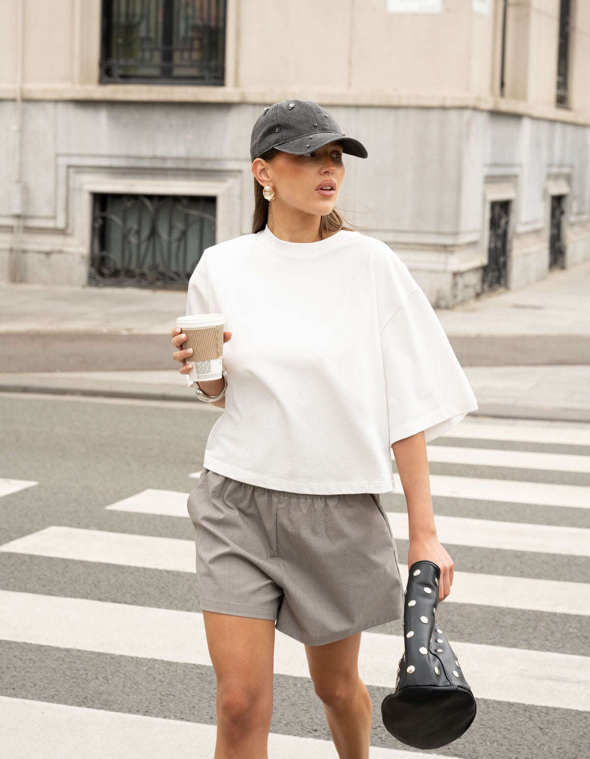 Big Shoulder T-shirt Wit