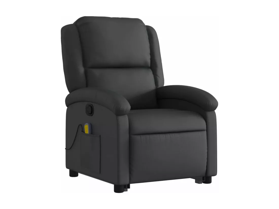 Fauteuil inclinable massant noir cuir véritable
