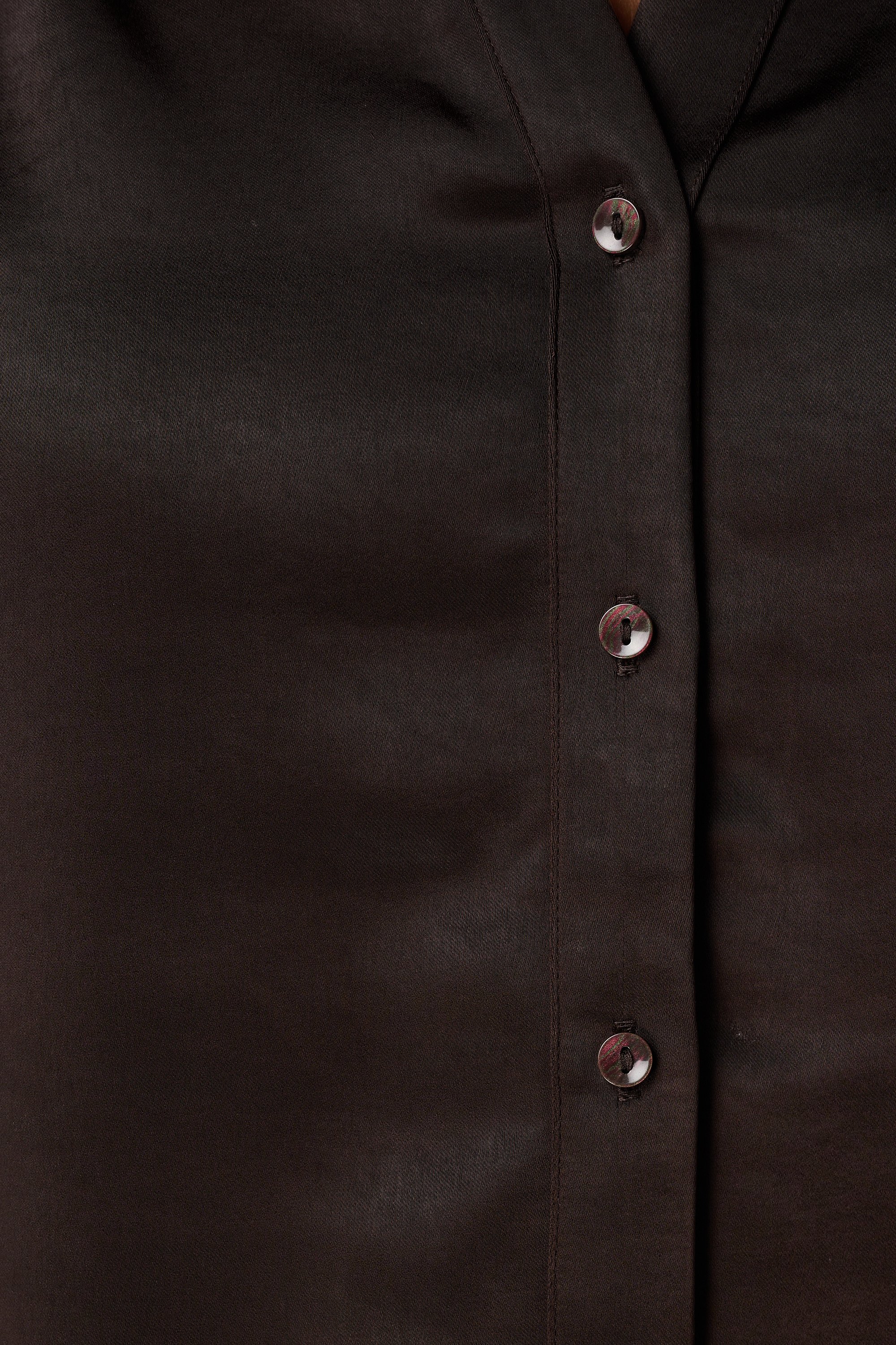 Blouse in satijnen look Donker bruin