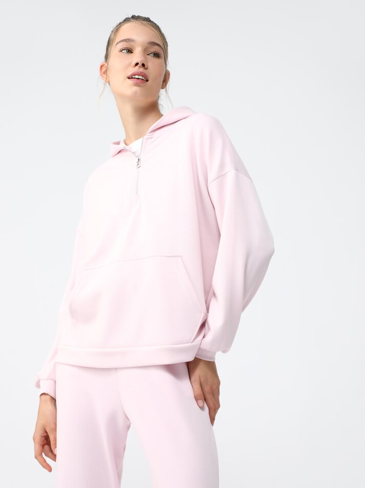 Moletom com capuz de toque macio - Rosa