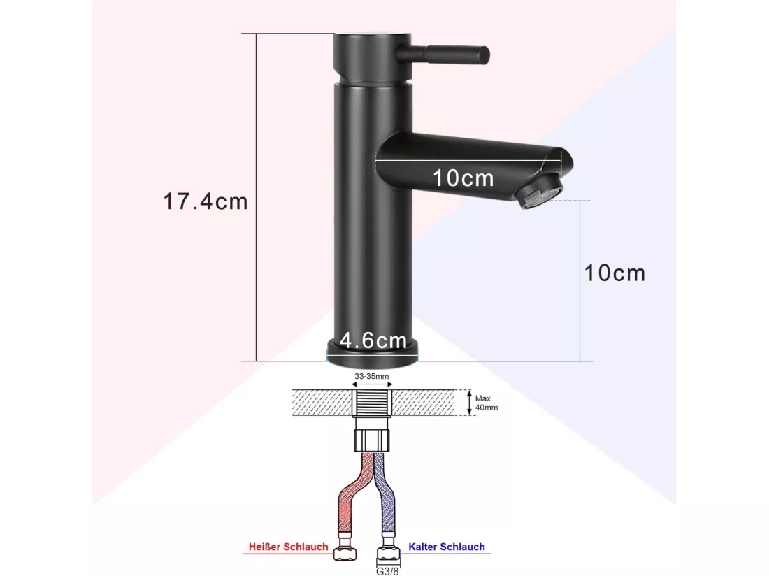 NETTLIFE robinet d'évier robinet chaud/froid robinet haute pression en acier inoxydable
