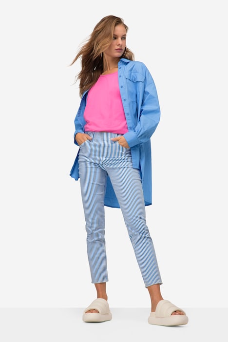 3/4-Streifenhose, Jeggings, 4-Pocket, Elastikbund, mit recycelten Materialien