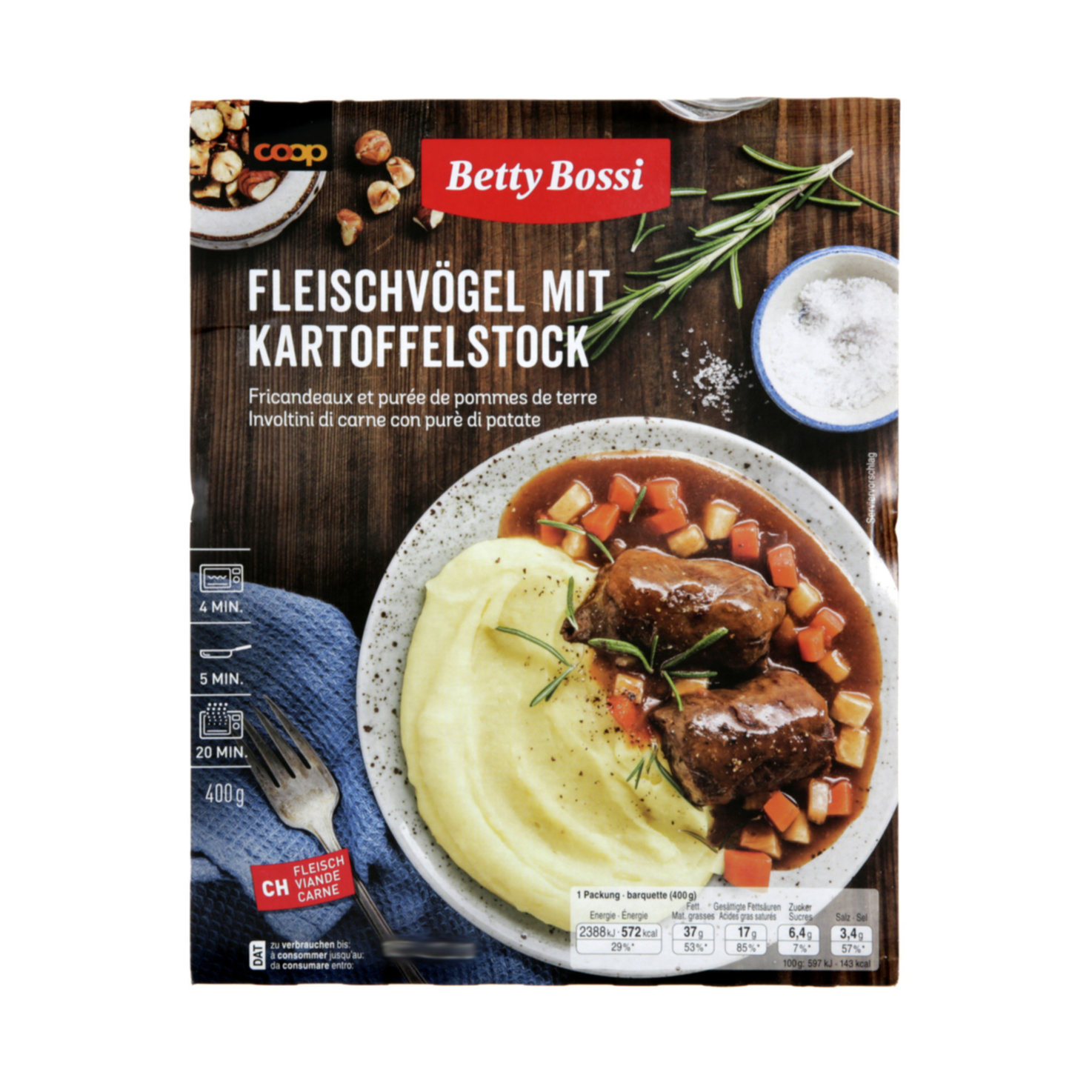 Betty Bossi Fleischvögel mit Kartoffelstock