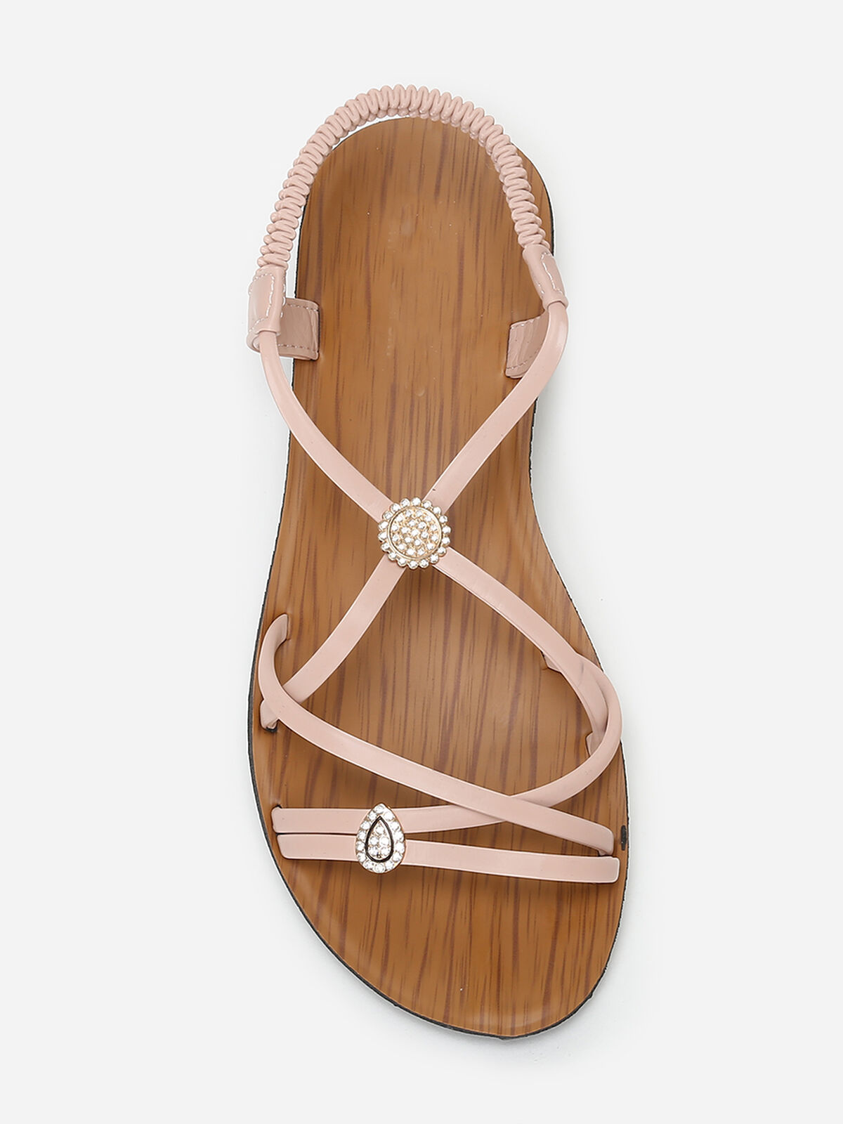 Sandales multi-brides à bijoux en strass- Rose