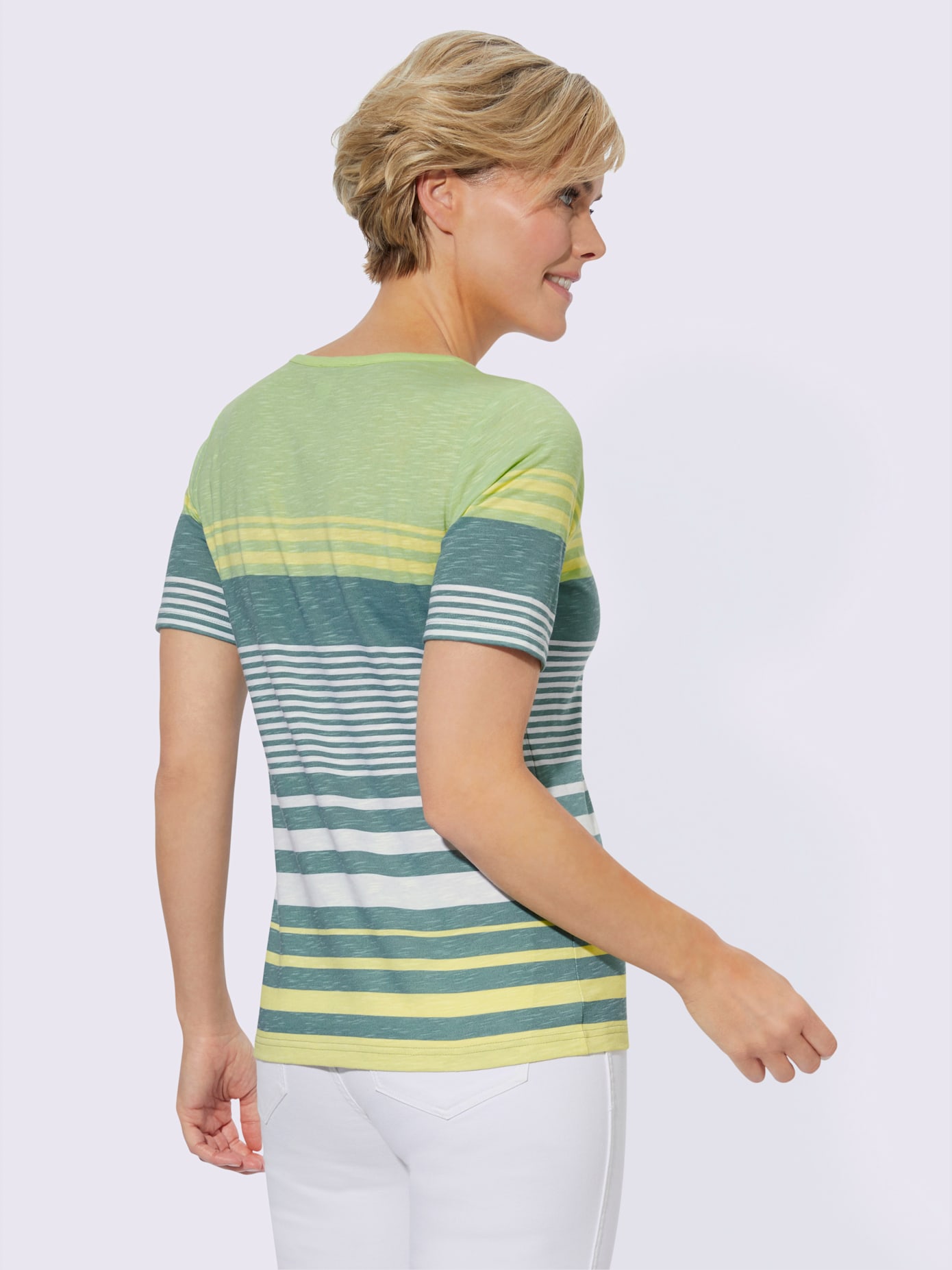 T-shirt rayé structure en fil flammé