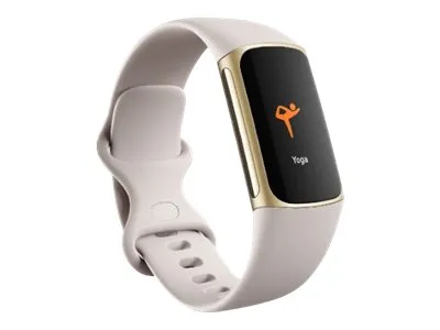 Fitbit Charge 5 - Blødt guld rustfrit stål - aktivitetssporer med uendelighedsbånd - silikone - lunar-hvid - håndledsstørrelse: 130-210 mm - display 1.04