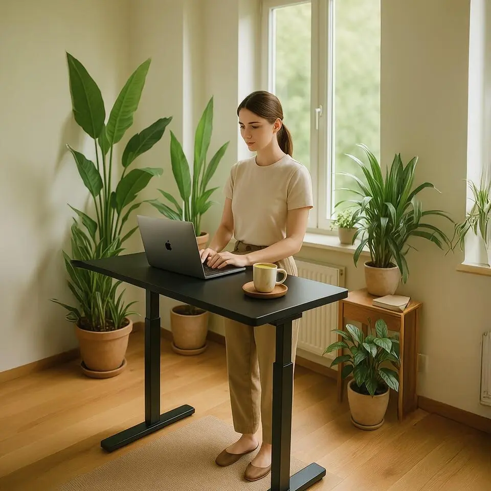 Elektrisch verstelbaar bureau - 180x80 cm - Single motor - Zwart / Antraciet