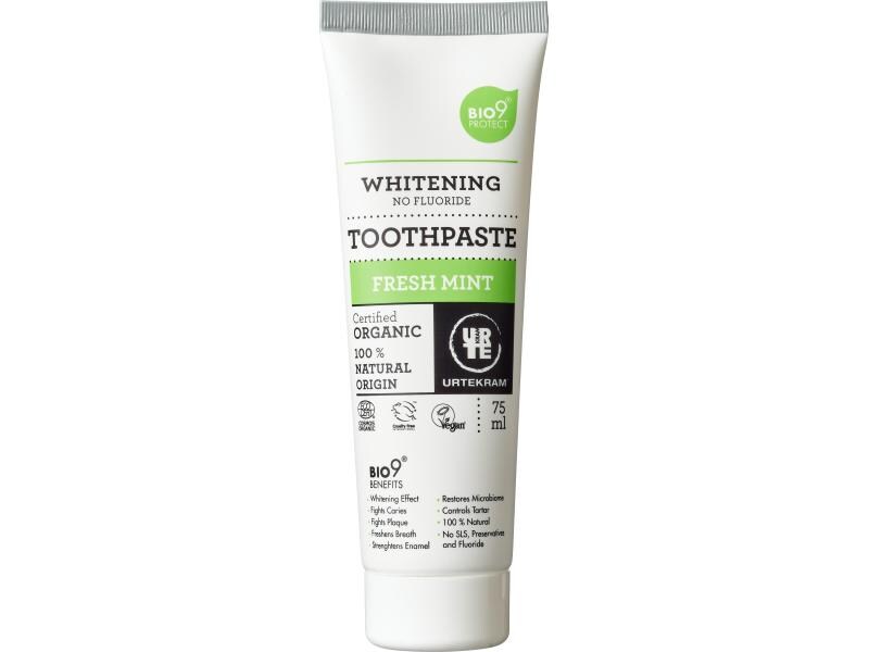 Urtekram Zahnpasta Fresh Mint Whitening 75 ml Natürliche Zahnpasta ohne Fluorid