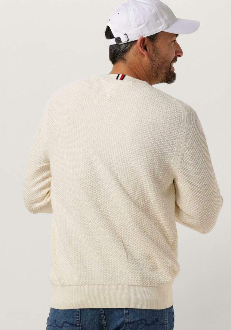TOMMY HILFIGER beige tommy hilfiger trui oval structure crew neck