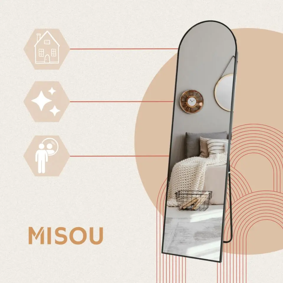 MISOU Passpiegel 150cm - Zwart